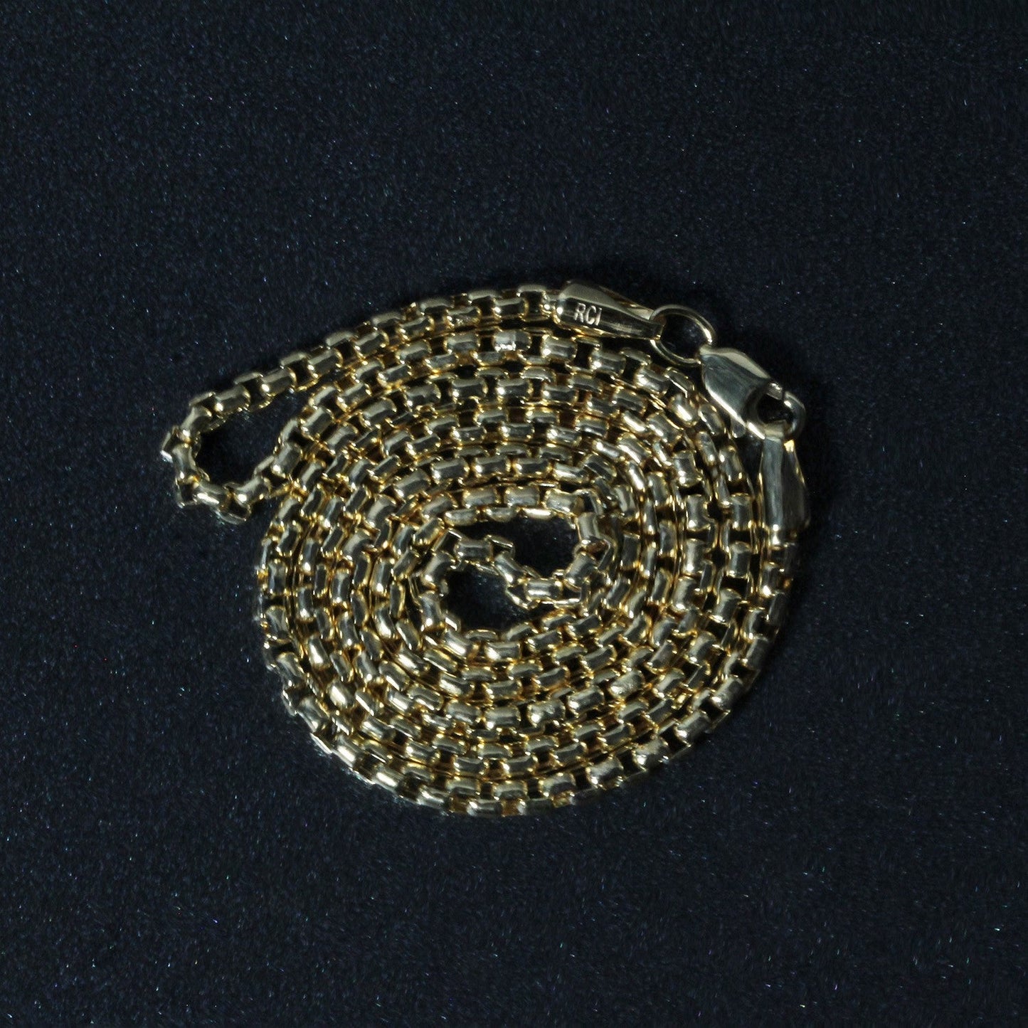 Cadena de caja redonda de oro amarillo de 14k y 2.4mm