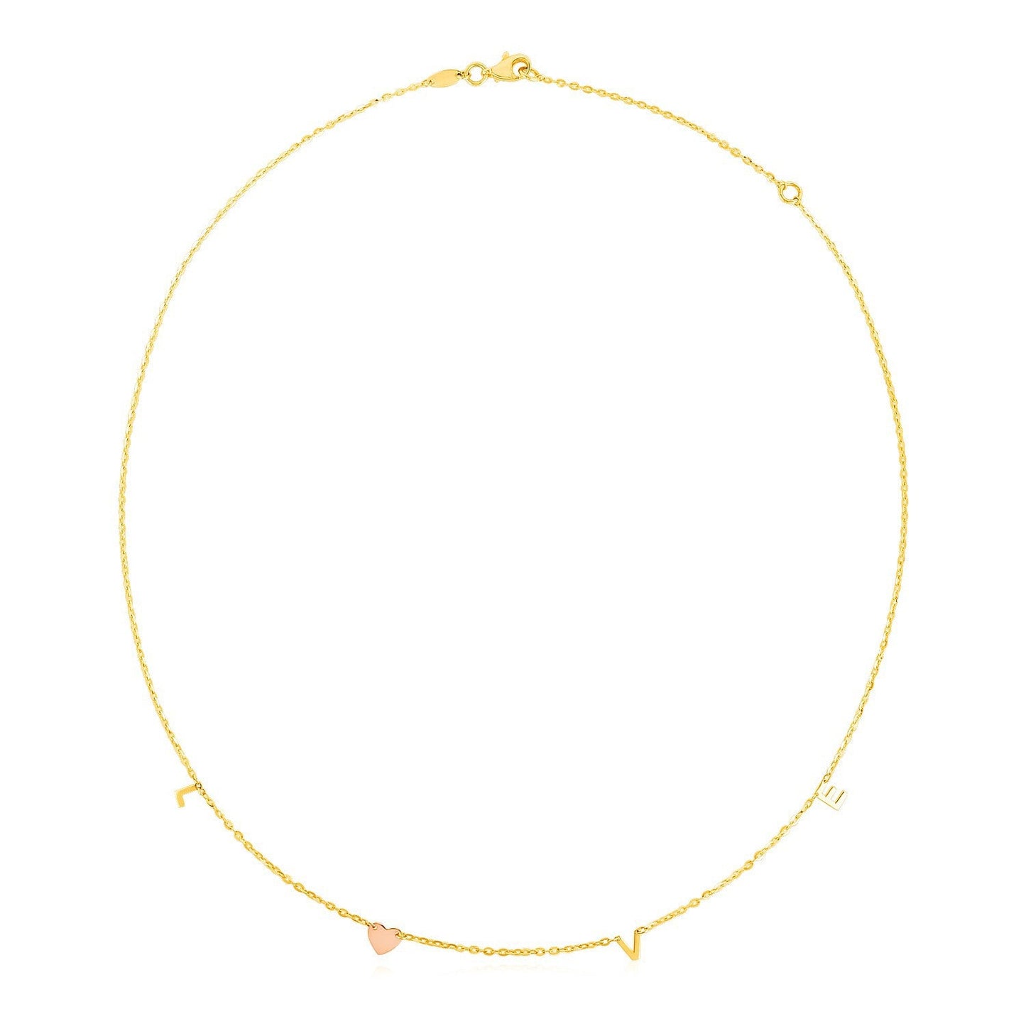 Collar de oro de 14 quilates de dos tonos con la palabra "Love"