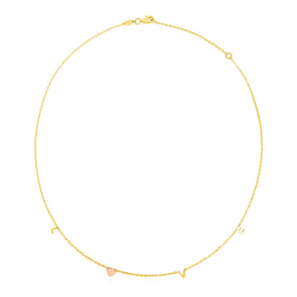 Collar de oro de 14 quilates de dos tonos con la palabra "Love"