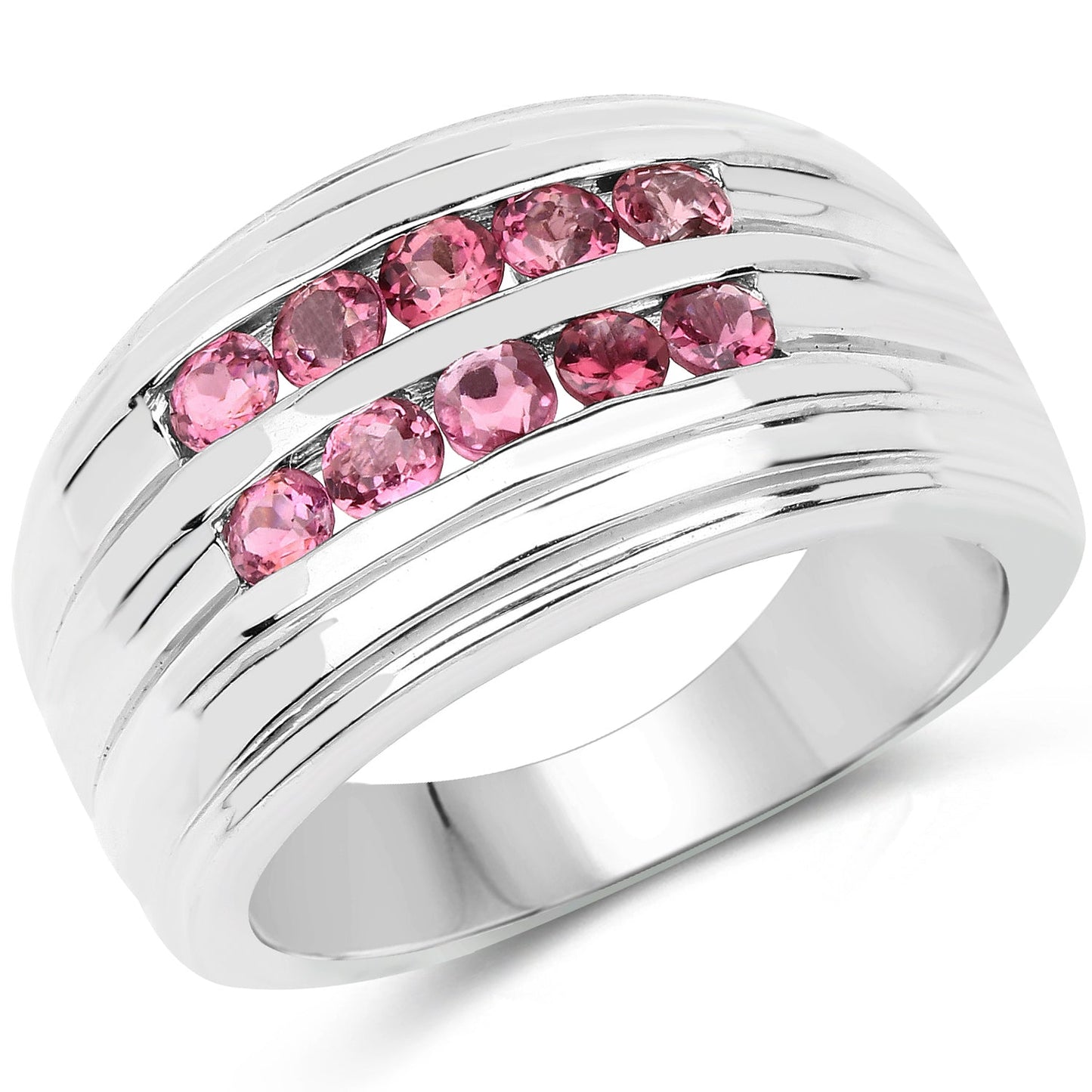Anillo de Plata Fina .925 con Turmalina Rosa Genuina de 1.00 Quilate