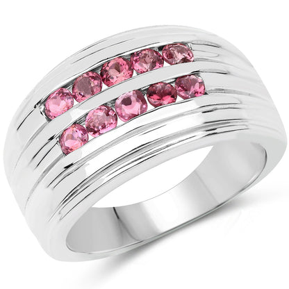 Anillo de Plata Fina .925 con Turmalina Rosa Genuina de 1.00 Quilate