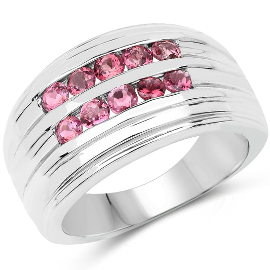 Anillo de Plata Fina .925 con Turmalina Rosa Genuina de 1.00 Quilate