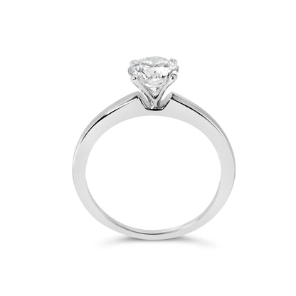 Anillo de compromiso solitario de oro blanco de 14 quilates con diamante redondo cultivado en laboratorio de 1,0 quilates y 4 puntas (color F-G, claridad VS2-SI1) - Talla 7