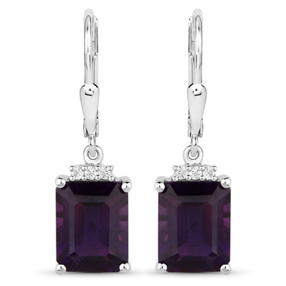 Pendientes de plata de ley .925 con amatista genuina de 6.63 quilates