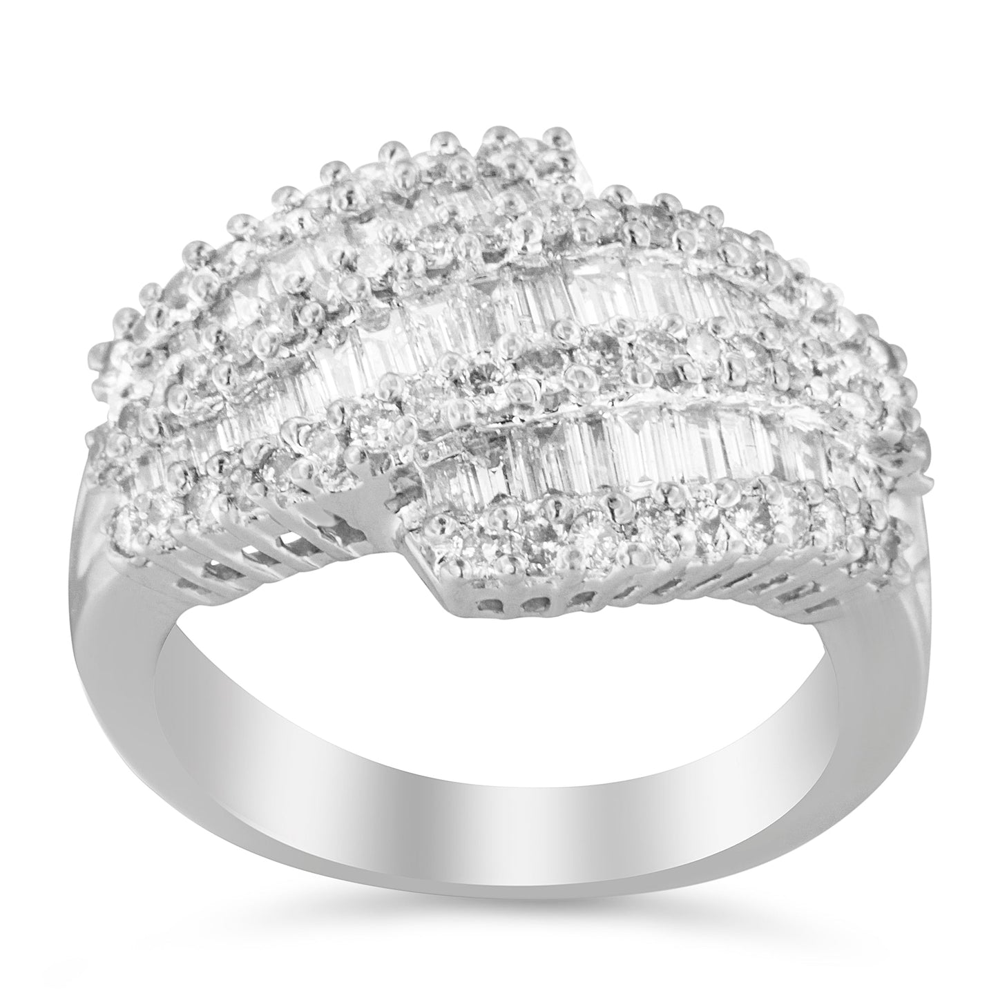 Anillo de cóctel de oro blanco de 14 quilates con diamantes (1 3/4 Cttw, color H-I, claridad SI2-I1) - Talla 6-1/2