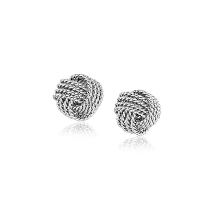 Pendientes de Plata de Ley con Nudo de Amor Texturizado