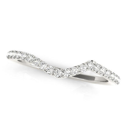 Anillo de boda moderno de oro blanco de 14k con diamantes curvos (1/6 cttw)