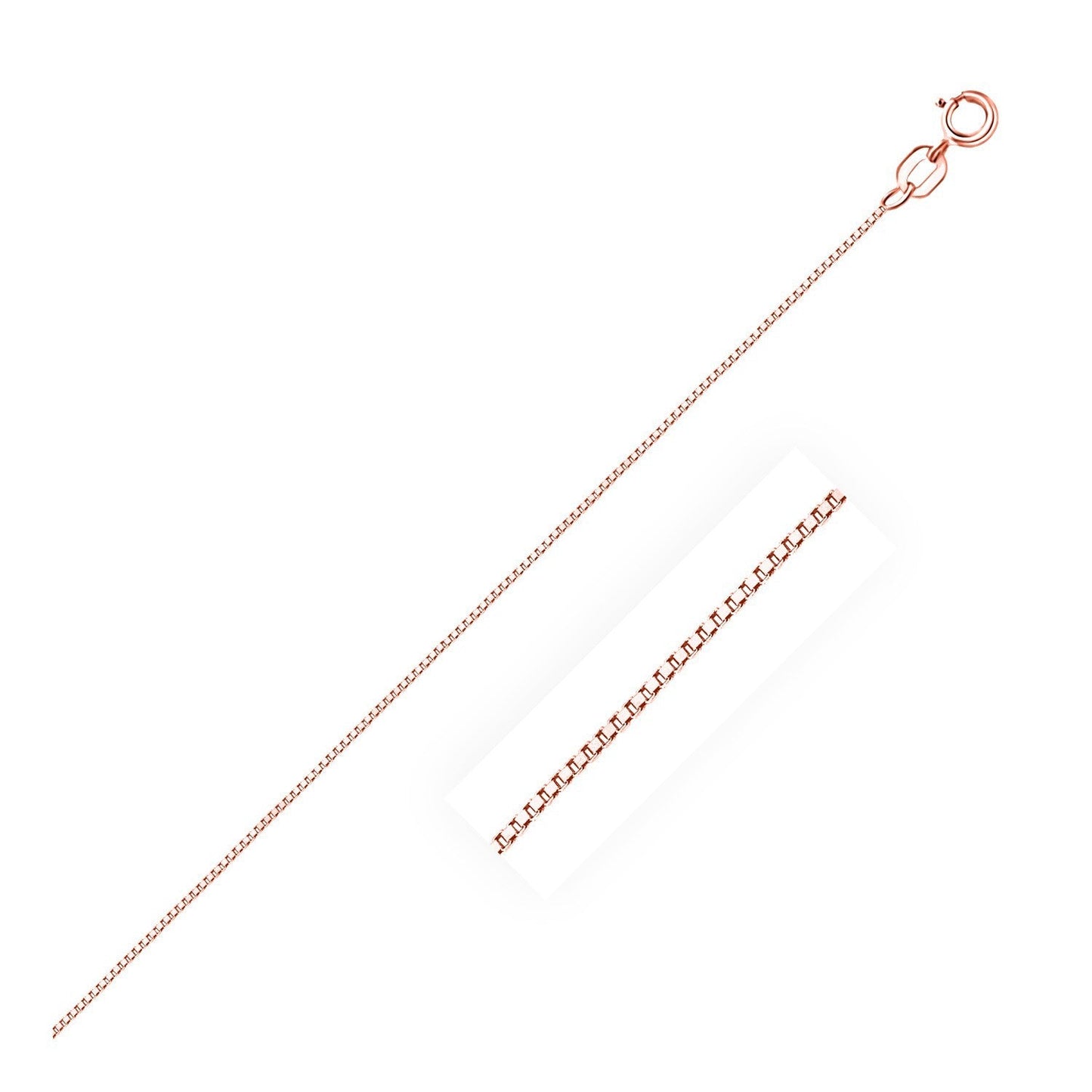Cadena clásica de oro rosa de 14k, 0.6mm