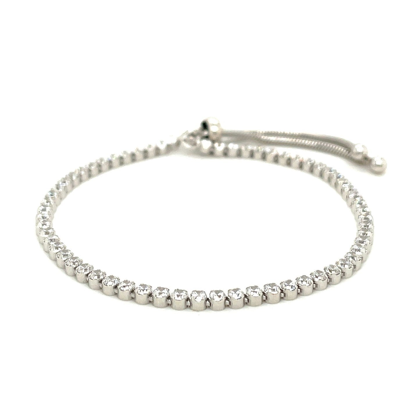 Pulsera ajustable estilo tenis con circonita cúbica en plata de ley
