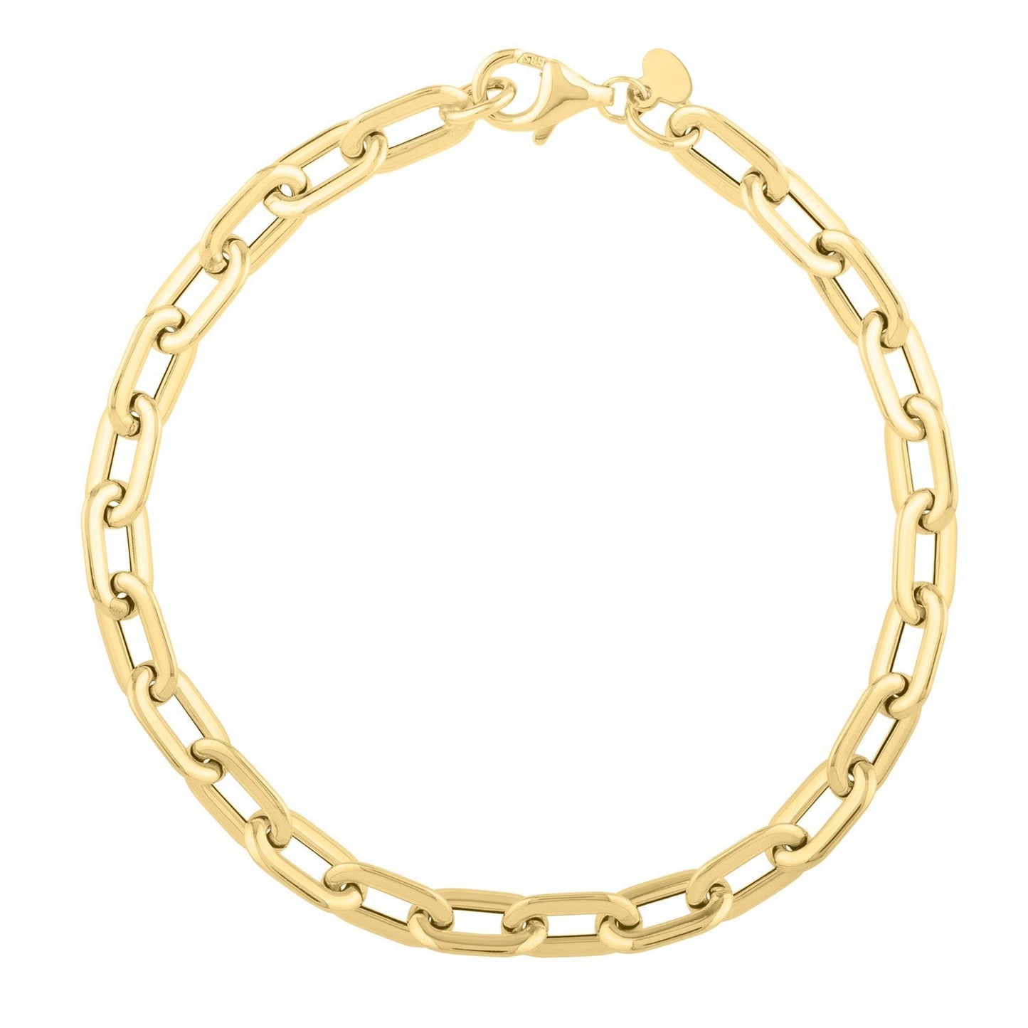 Pulsera de cadena de clip de oro amarillo de 14k ovalado abovedado (5.30 mm)