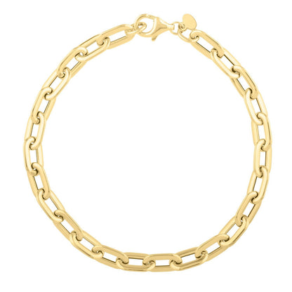 Pulsera de cadena de clip de oro amarillo de 14k ovalado abovedado (5.30 mm)