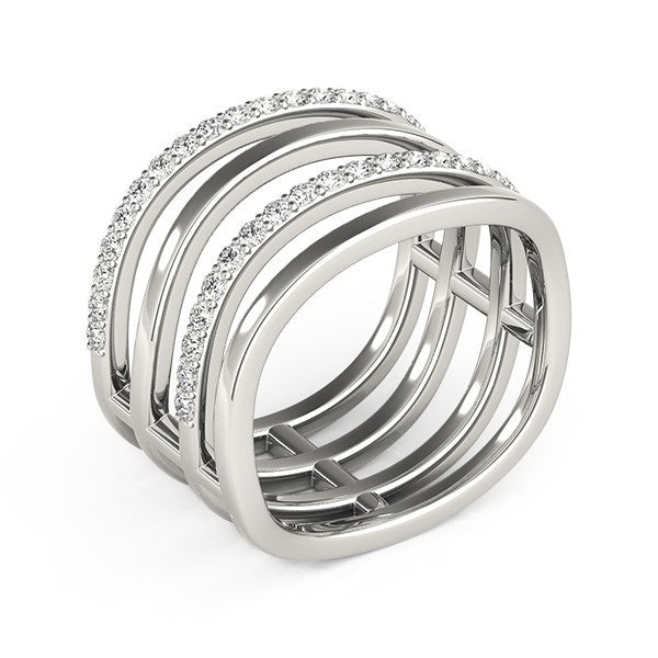 Anillo de oro blanco de 14k con diseño de bandas múltiples y diamantes (3/8 ct. p.a.)