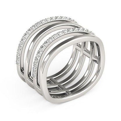 Anillo de oro blanco de 14k con diseño de bandas múltiples y diamantes (3/8 ct. p.a.)