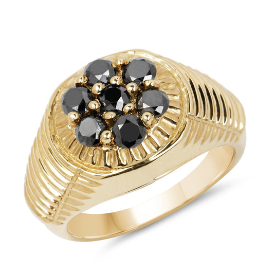 Anillo de Plata Esterlina .925 con Diamante Negro Genuino de 0.91 Quilates