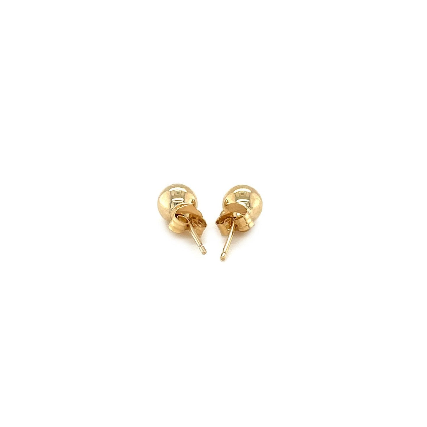 Pendientes de botón redondos de oro amarillo de 14k (5.0 mm)