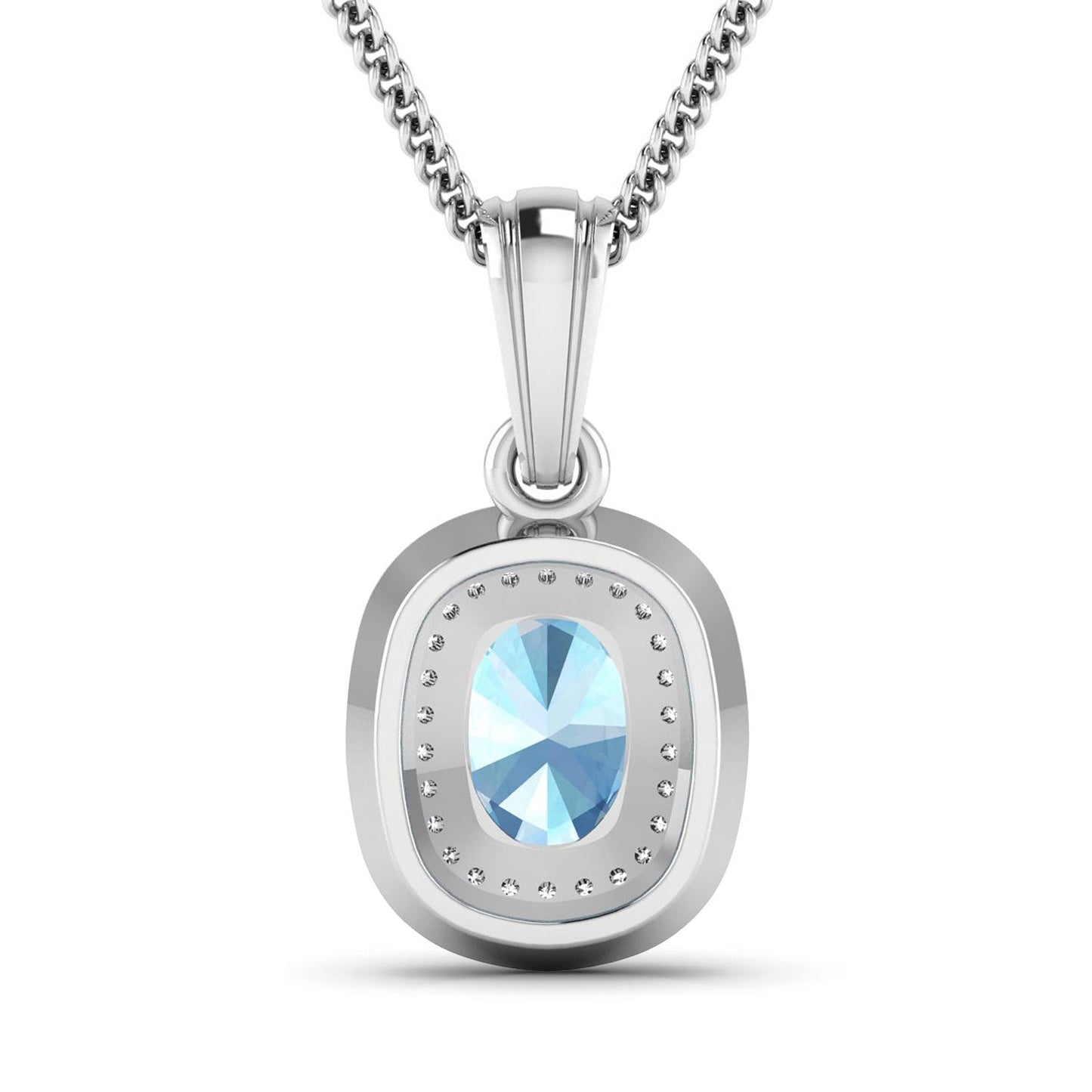 Colgante de oro blanco de 14 quilates con aguamarina auténtica de 1,35 quilates y diamantes blancos