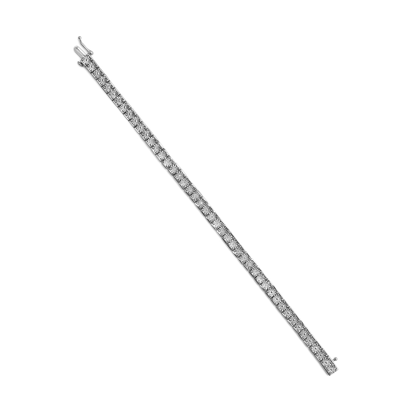 Pulsera de eslabones de plata esterlina .925 con 1/10 Cttw de diamante de 18.41 cm (Color I-J, Claridad I2-I3)
