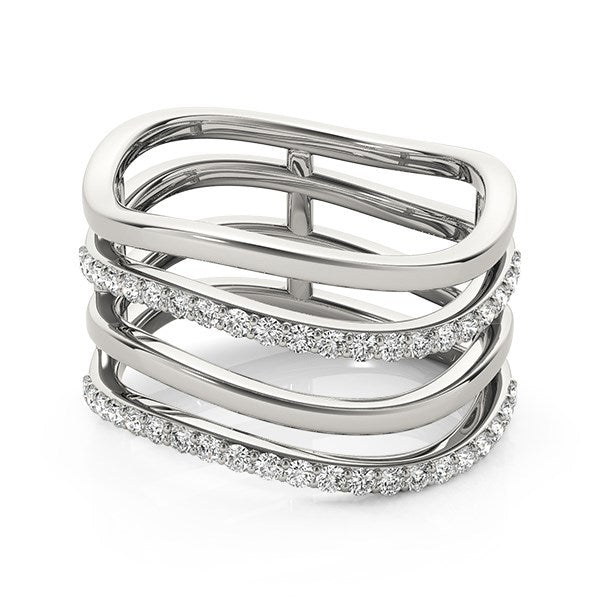 Anillo de oro blanco de 14k con diseño de bandas múltiples y diamantes (3/8 ct. p.a.)