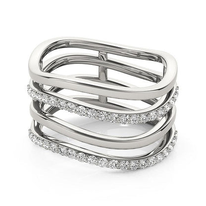 Anillo de oro blanco de 14k con diseño de bandas múltiples y diamantes (3/8 ct. p.a.)