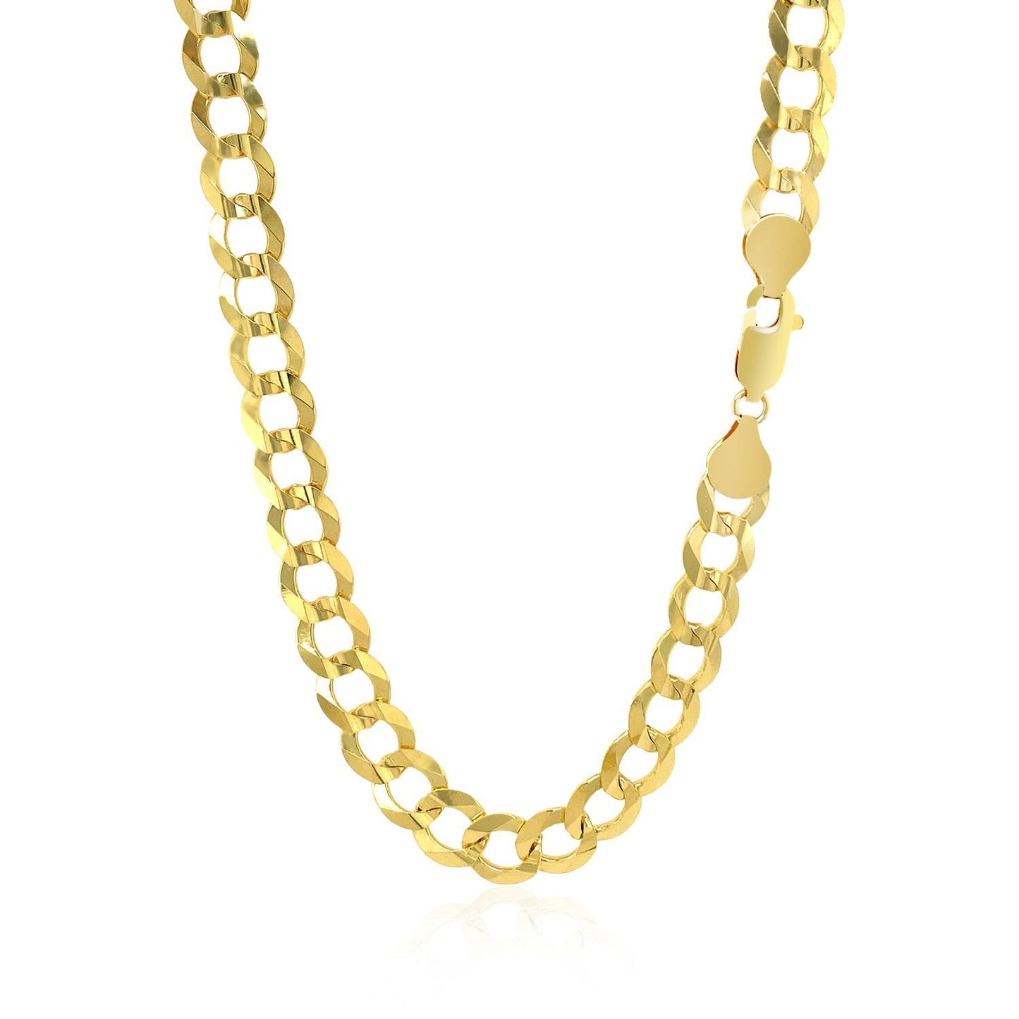 Cadena cubana sólida de oro amarillo de 14k y 7,0 mm