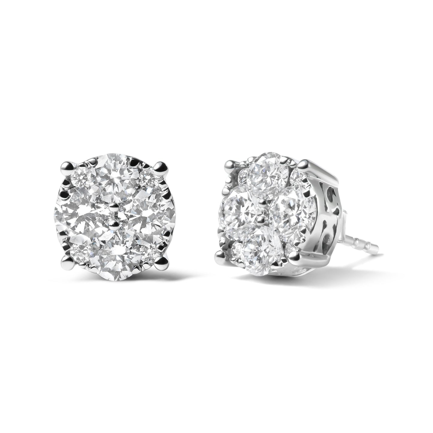 Pendientes de oro blanco de 14 quilates con diamantes de laboratorio de 2,00 quilates en total (color G-H, claridad VS1-VS2)