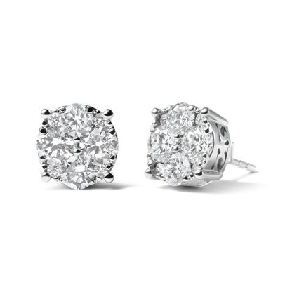 Pendientes de oro blanco de 14 quilates con diamantes de laboratorio de 2,00 quilates en total (color G-H, claridad VS1-VS2)