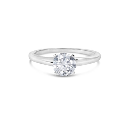 Anillo de compromiso solitario de oro blanco de 14 quilates con diamante redondo cultivado en laboratorio de 1,0 quilates y 4 puntas (color F-G, claridad VS2-SI1) - Talla 7