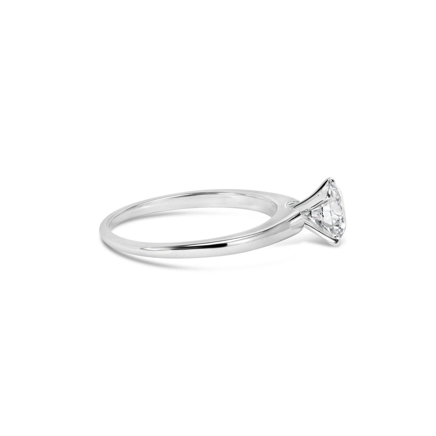 Anillo de compromiso solitario de oro blanco de 14 quilates con diamante redondo cultivado en laboratorio de 1,0 quilates y 4 puntas (color F-G, claridad VS2-SI1) - Talla 7