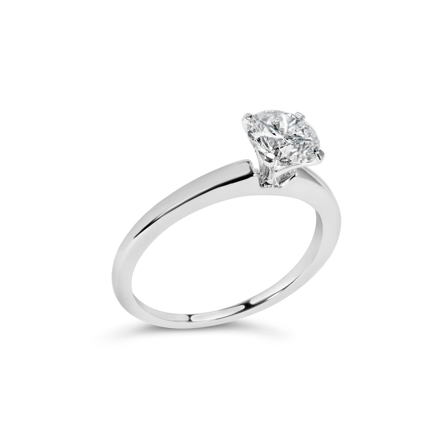 Anillo de compromiso solitario de oro blanco de 14 quilates con diamante redondo cultivado en laboratorio de 1,0 quilates y 4 puntas (color F-G, claridad VS2-SI1) - Talla 7