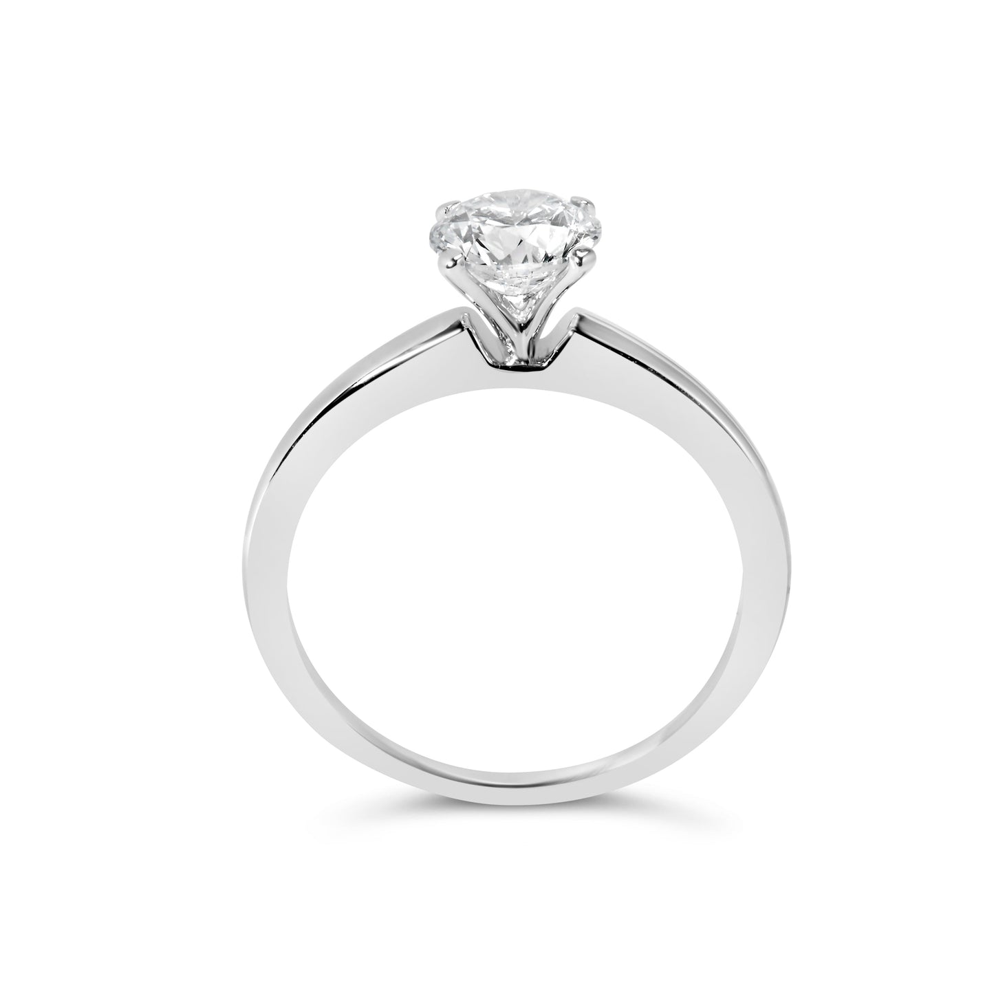 Anillo de compromiso solitario de oro blanco de 14 quilates con diamante redondo cultivado en laboratorio de 1,0 quilates y 4 puntas (color F-G, claridad VS2-SI1) - Talla 7