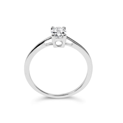 Anillo de compromiso solitario de oro blanco de 14K con diamante de laboratorio ovalado de 1/2 quilate de peso total y 4 puntas (color F-G, claridad VS2-SI1) - Talla 7