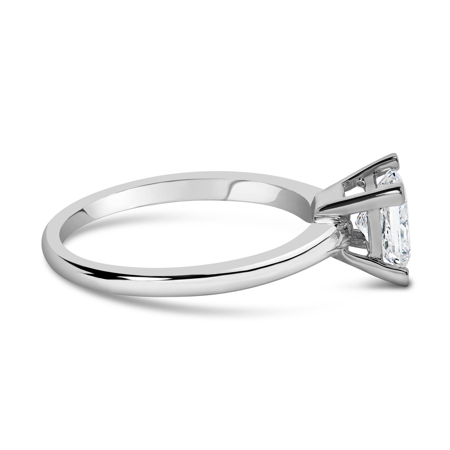 Anillo de compromiso solitario de oro blanco de 14 quilates con diamantes de laboratorio talla princesa de 1,0 quilates (color F-G, claridad VS1-VS2) - Talla 7