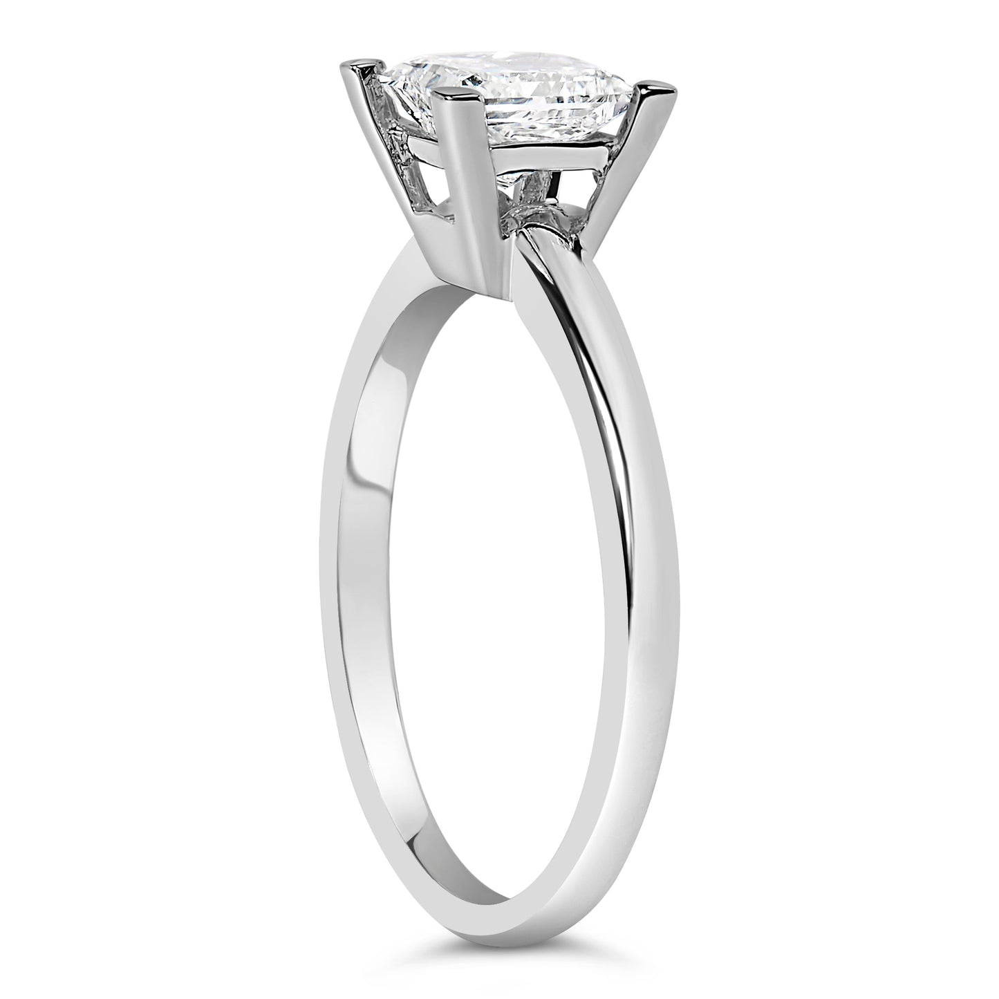 Anillo de compromiso solitario de oro blanco de 14 quilates con diamantes de laboratorio talla princesa de 1,0 quilates (color F-G, claridad VS1-VS2) - Talla 7