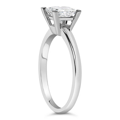 Anillo de compromiso solitario de oro blanco de 14 quilates con diamantes de laboratorio talla princesa de 1,0 quilates (color F-G, claridad VS1-VS2) - Talla 7