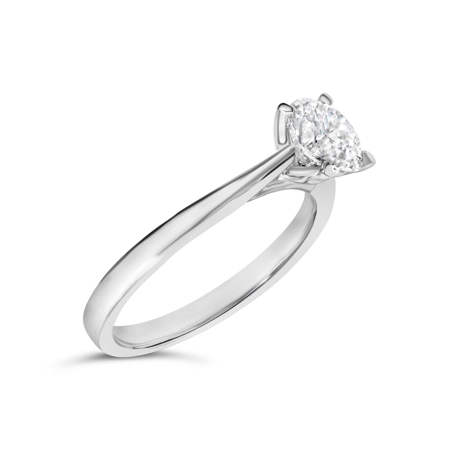 Anillo de compromiso solitario de oro blanco de 14 quilates con diamantes redondos cultivados en laboratorio de 1,0 quilates, montura de 4 puntas estilo garra de águila (color F-G, claridad VS2-SI1) - Talla 7
