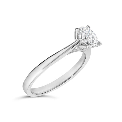 Anillo de compromiso solitario de oro blanco de 14 quilates con diamantes redondos cultivados en laboratorio de 1,0 quilates, montura de 4 puntas estilo garra de águila (color F-G, claridad VS2-SI1) - Talla 7