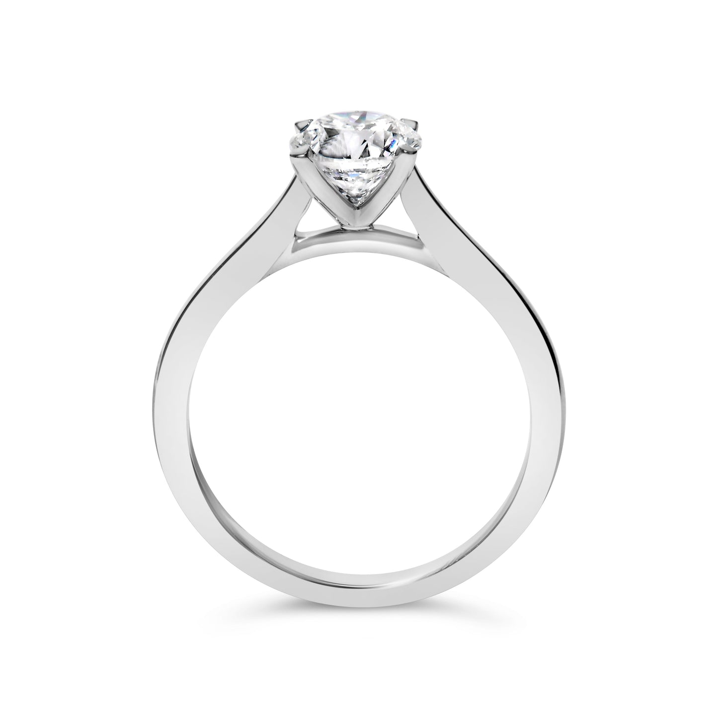 Anillo de compromiso solitario de oro blanco de 14 quilates con diamantes redondos cultivados en laboratorio de 1,0 quilates, montura de 4 puntas estilo garra de águila (color F-G, claridad VS2-SI1) - Talla 7