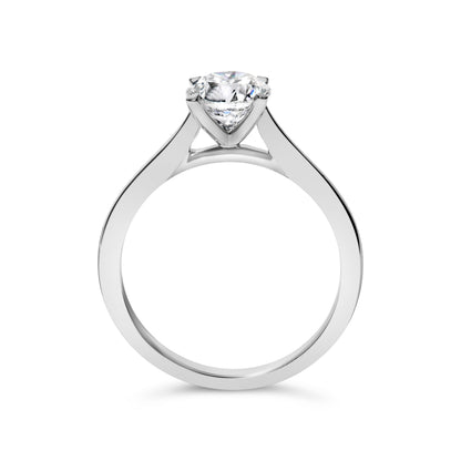 Anillo de compromiso solitario de oro blanco de 14 quilates con diamantes redondos cultivados en laboratorio de 1,0 quilates, montura de 4 puntas estilo garra de águila (color F-G, claridad VS2-SI1) - Talla 7
