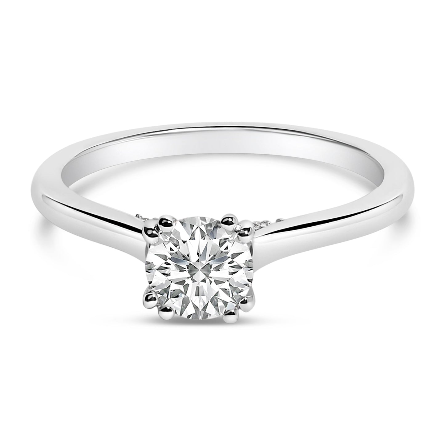 Anillo de compromiso estilo catedral con diamante solitario cultivado en laboratorio de oro blanco de 14K y 7/8 quilates (color F-G, claridad VS1-VS2) - Talla 5