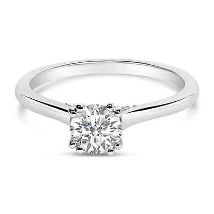 Anillo de compromiso estilo catedral con diamante solitario cultivado en laboratorio de oro blanco de 14K y 7/8 quilates (color F-G, claridad VS1-VS2) - Talla 5