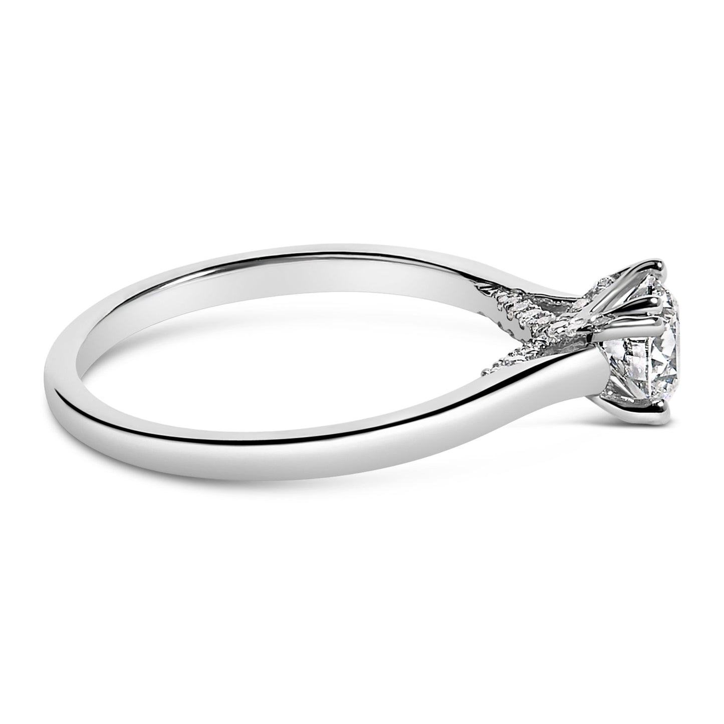 Anillo de compromiso estilo catedral con diamante solitario cultivado en laboratorio de oro blanco de 14K y 7/8 quilates (color F-G, claridad VS1-VS2) - Talla 5