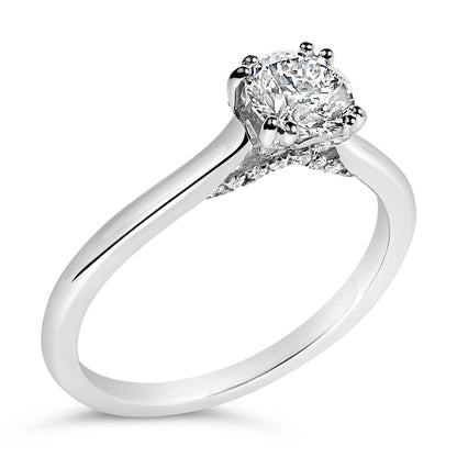 Anillo de compromiso estilo catedral con diamante solitario cultivado en laboratorio de oro blanco de 14K y 7/8 quilates (color F-G, claridad VS1-VS2) - Talla 5
