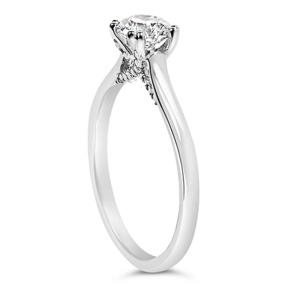 Anillo de compromiso estilo catedral con diamante solitario cultivado en laboratorio de oro blanco de 14K y 7/8 quilates (color F-G, claridad VS1-VS2) - Talla 5