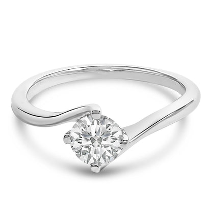 Anillo de compromiso solitario de oro blanco de 14 quilates con diamante redondo de laboratorio de 4/5 quilates (color F-G, claridad VS1-VS2) - Talla 5