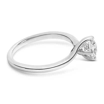 Anillo de compromiso solitario de oro blanco de 14 quilates con diamante redondo de laboratorio de 4/5 quilates (color F-G, claridad VS1-VS2) - Talla 5