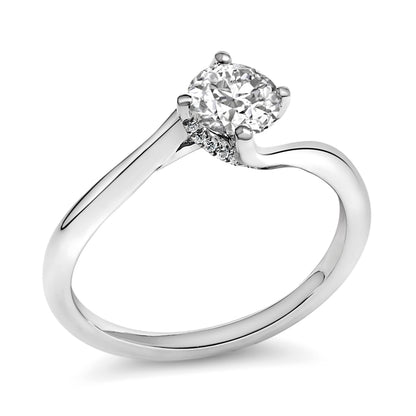 Anillo de compromiso solitario de oro blanco de 14 quilates con diamante redondo de laboratorio de 4/5 quilates (color F-G, claridad VS1-VS2) - Talla 5