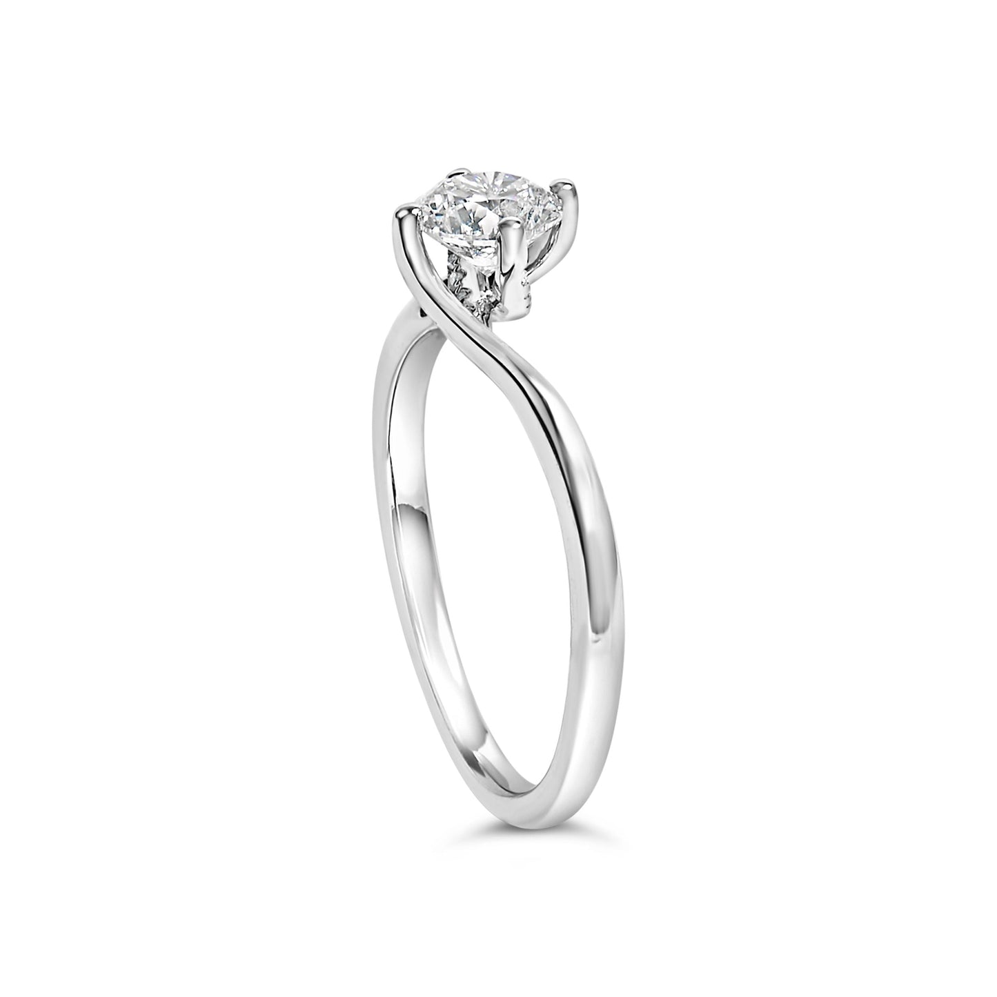 Anillo de compromiso solitario de oro blanco de 14 quilates con diamante redondo de laboratorio de 4/5 quilates (color F-G, claridad VS1-VS2) - Talla 5