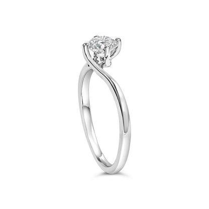 Anillo de compromiso solitario de oro blanco de 14 quilates con diamante redondo de laboratorio de 4/5 quilates (color F-G, claridad VS1-VS2) - Talla 5