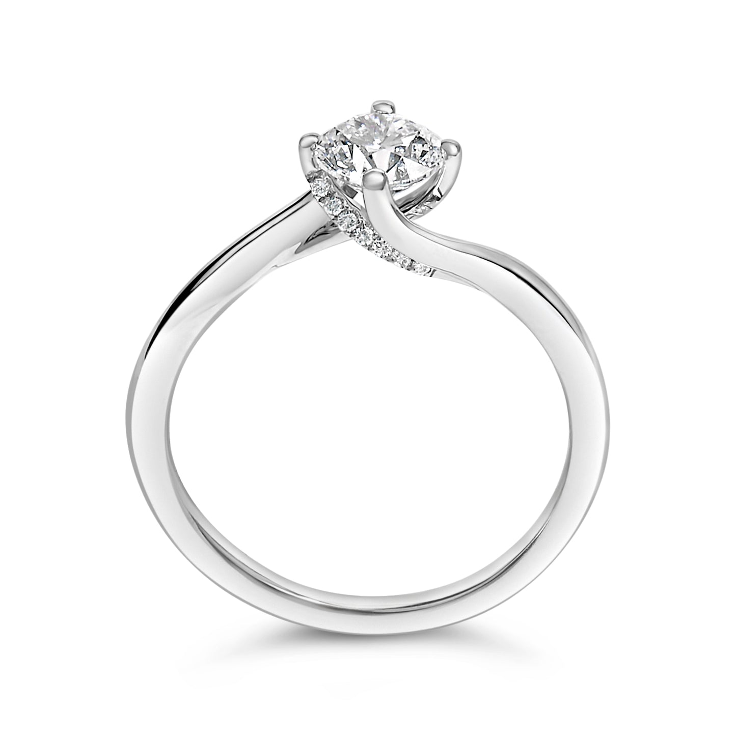 Anillo de compromiso solitario de oro blanco de 14 quilates con diamante redondo de laboratorio de 4/5 quilates (color F-G, claridad VS1-VS2) - Talla 5