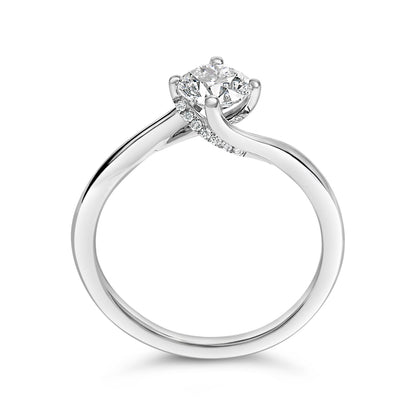 Anillo de compromiso solitario de oro blanco de 14 quilates con diamante redondo de laboratorio de 4/5 quilates (color F-G, claridad VS1-VS2) - Talla 5